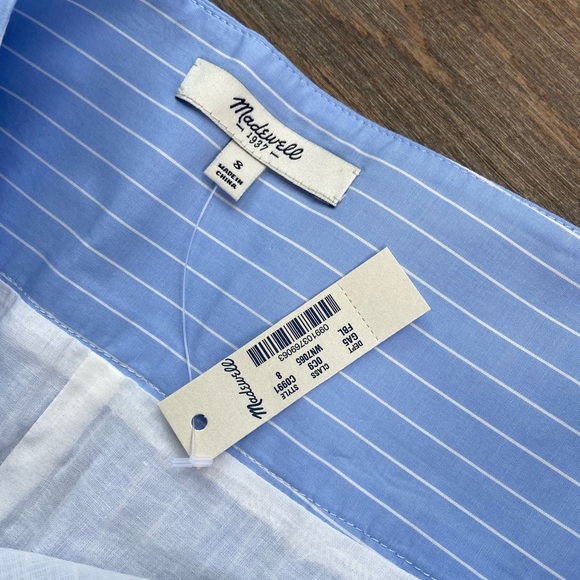 Madewell Cotton Pinstripe Skirt Light Blue 8 - Picture 8 of 9